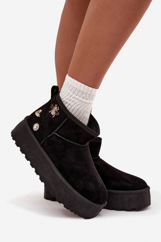 Snehule Dámske s platformouPrzypinkami čierna Máelle