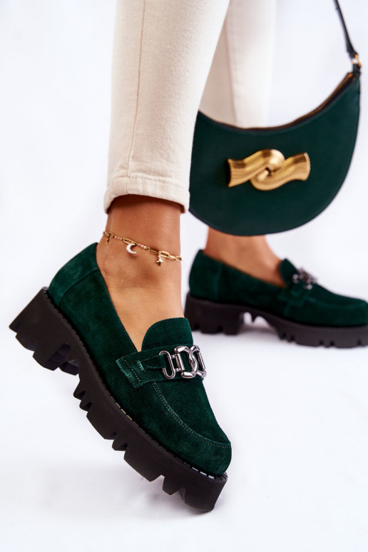 zo semišu topánky s ozdobami Laura Messi 2489 zelená farba