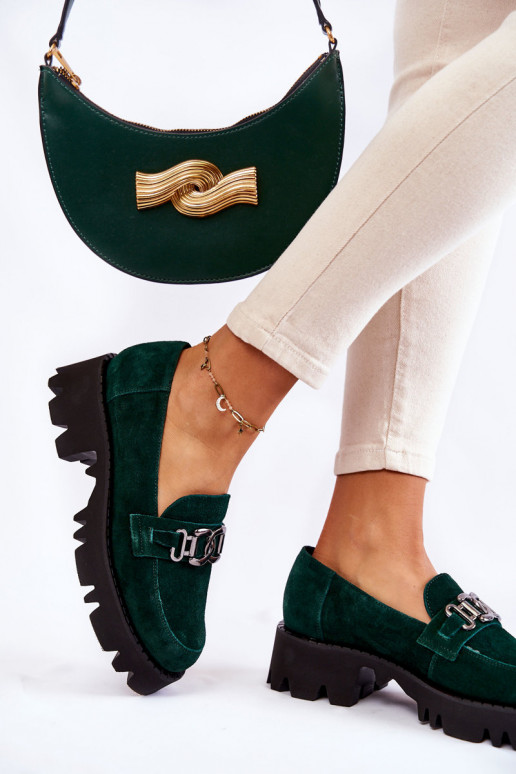 zo semišu topánky s ozdobami Laura Messi 2489 zelená farba