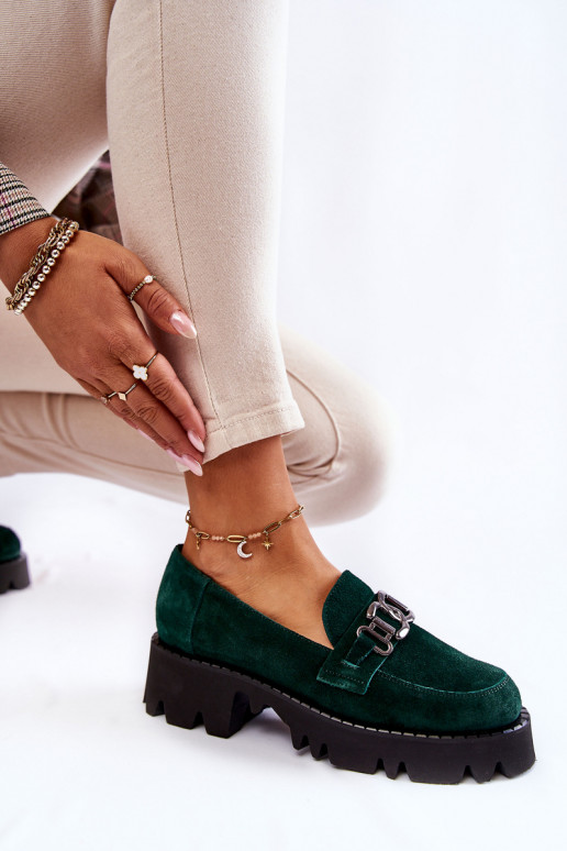 zo semišu topánky s ozdobami Laura Messi 2489 zelená farba