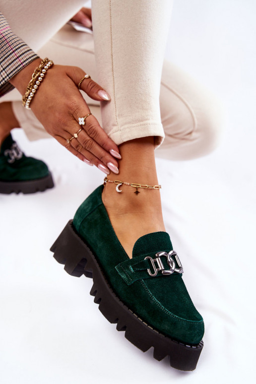 zo semišu topánky s ozdobami Laura Messi 2489 zelená farba