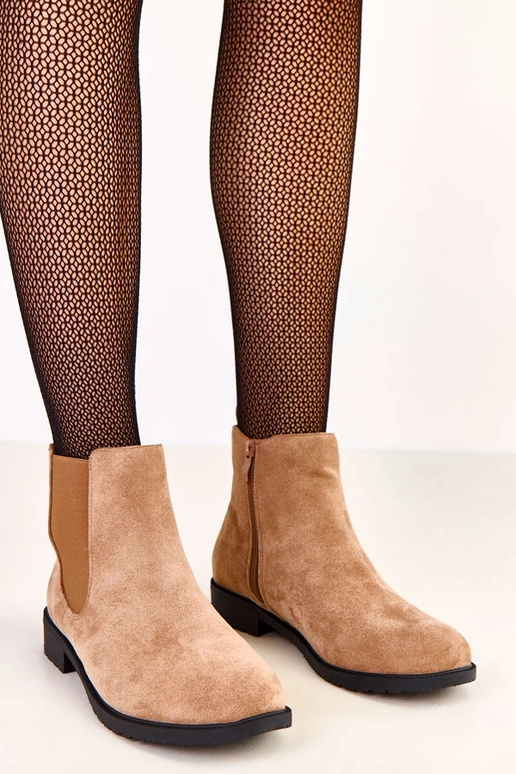 Hnedé ploché čižmy s elastickým...