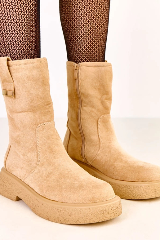 Pieskové umelohodvábne čižmy so...