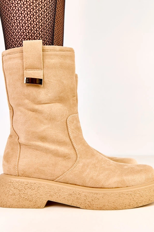 Pieskové umelohodvábne čižmy so...