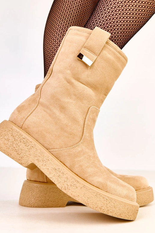 Pieskové umelohodvábne čižmy so...