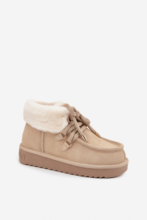 Snehule DámskeZapnutéturalnego zo semišuu D.Franklin DFSH375006 slonovina