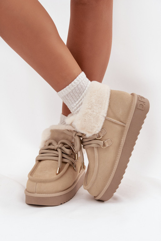 Snehule DámskeZapnutéturalnego zo semišuu D.Franklin DFSH375006 slonovina