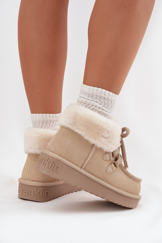Snehule DámskeZapnutéturalnego zo semišuu D.Franklin DFSH375006 slonovina