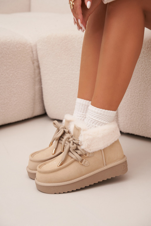 Snehule DámskeZapnutéturalnego zo semišuu D.Franklin DFSH375006 slonovina