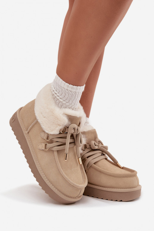 Snehule DámskeZapnutéturalnego zo semišuu D.Franklin DFSH375006 slonovina