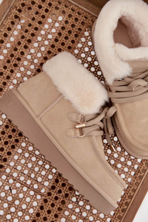 Snehule DámskeZapnutéturalnego zo semišuu D.Franklin DFSH375006 slonovina