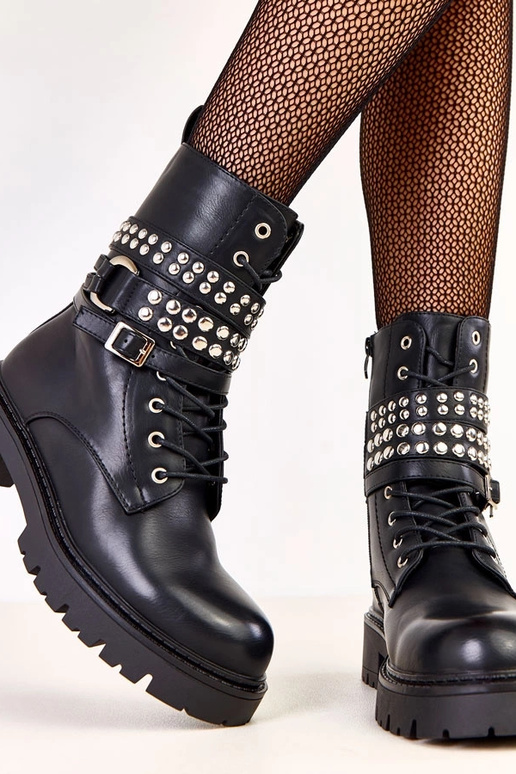 Čierne dámske turistické topánky s...