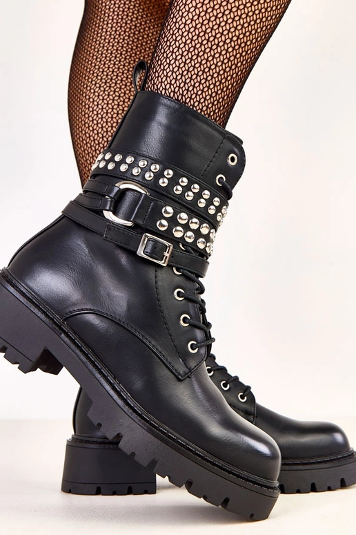 Čierne dámske turistické topánky s...