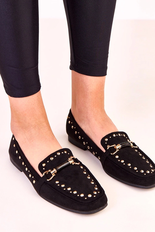 Čierne balerínky z umelej semišovej...