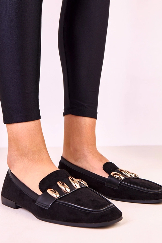 Čierne elegantné balerínky s zlatou...