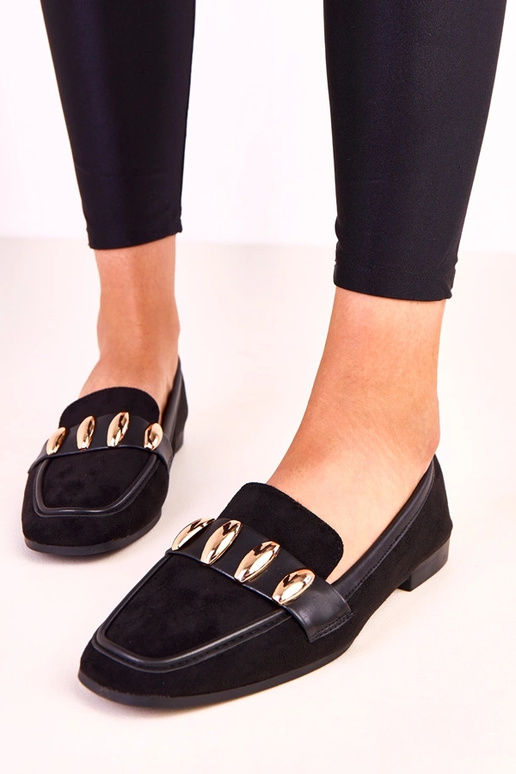 Čierne elegantné balerínky s zlatou...
