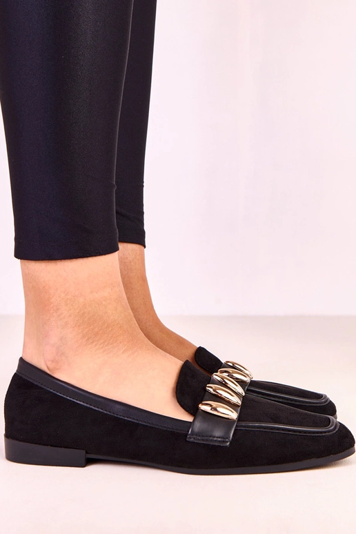 Čierne elegantné balerínky s zlatou...