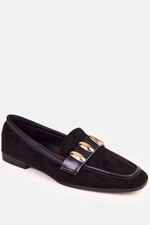 Čierne elegantné balerínky s zlatou...