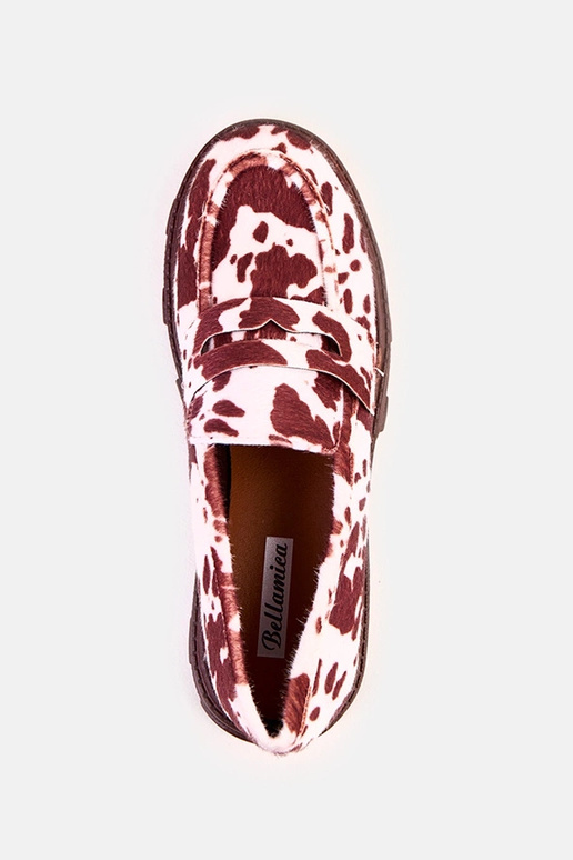 Hnedé dámske mokasíny s kravskými...