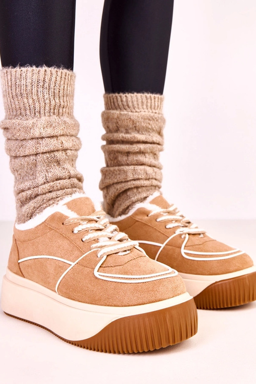 Hnedé teplé športové topánky na...