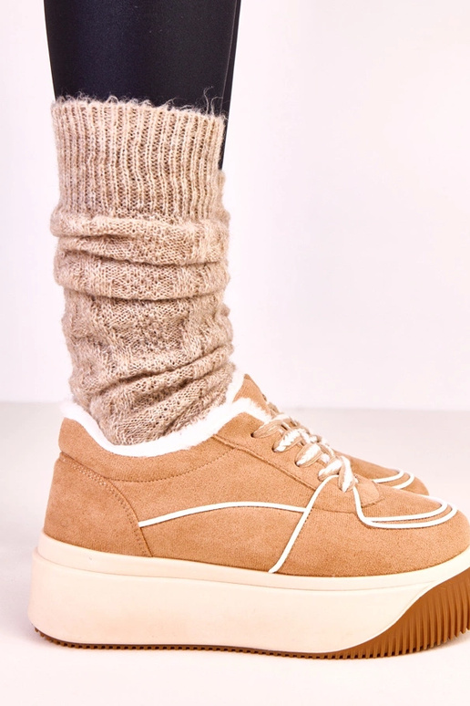 Hnedé teplé športové topánky na...