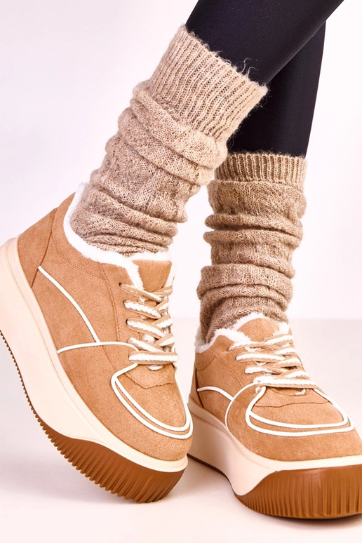 Hnedé teplé športové topánky na...