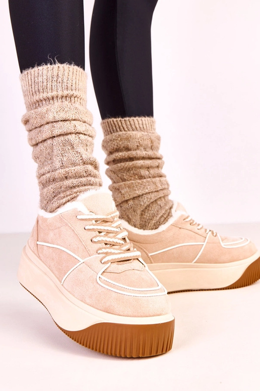 Pieskové teplé športové topánky na...