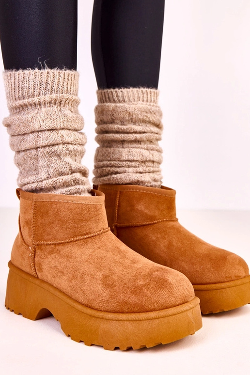 Hnedé nízke snehové topánky z umelej...