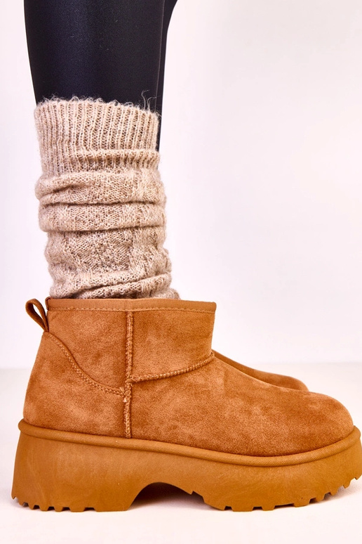 Hnedé nízke snehové topánky z umelej...