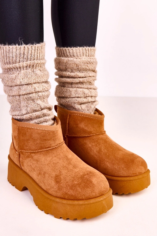 Hnedé nízke snehové topánky z umelej...