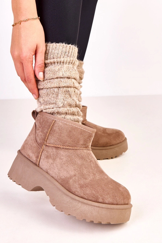 Tmavo pieskové nízke snehové topánky...