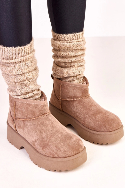 Tmavo pieskové nízke snehové topánky...