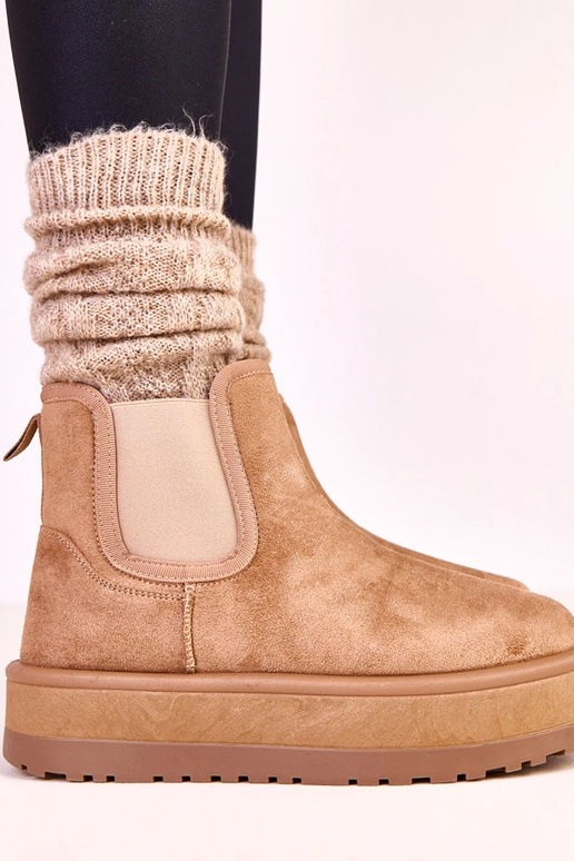 Tmavo pieskové nízke snehové topánky...