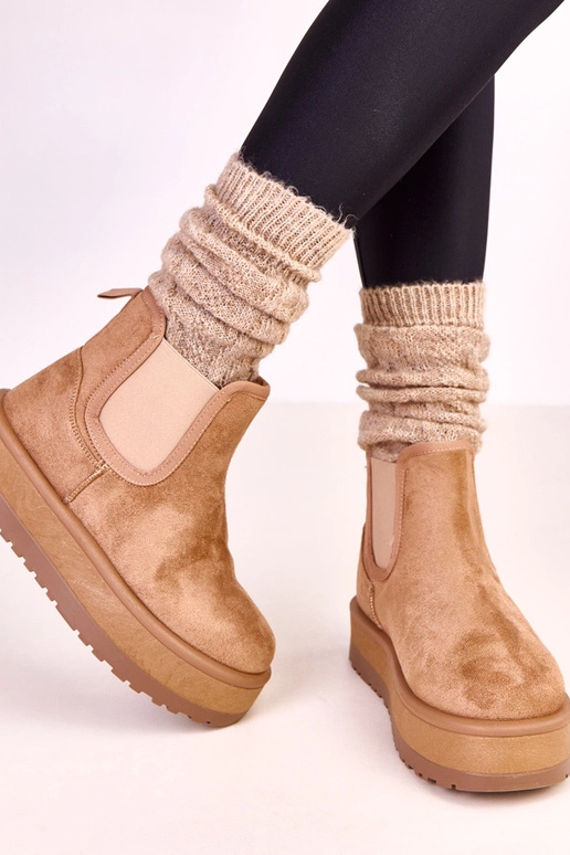 Tmavo pieskové nízke snehové topánky...