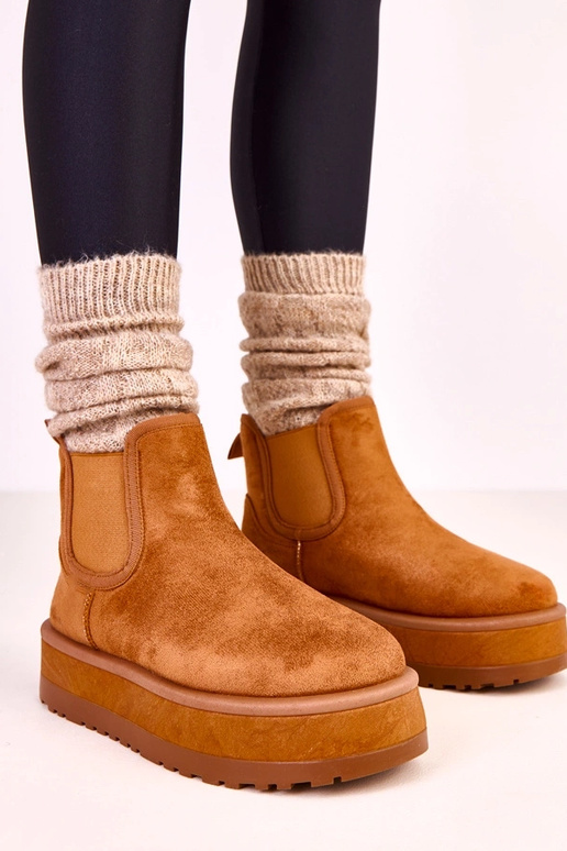 Hnedé nízke snehové topánky s...