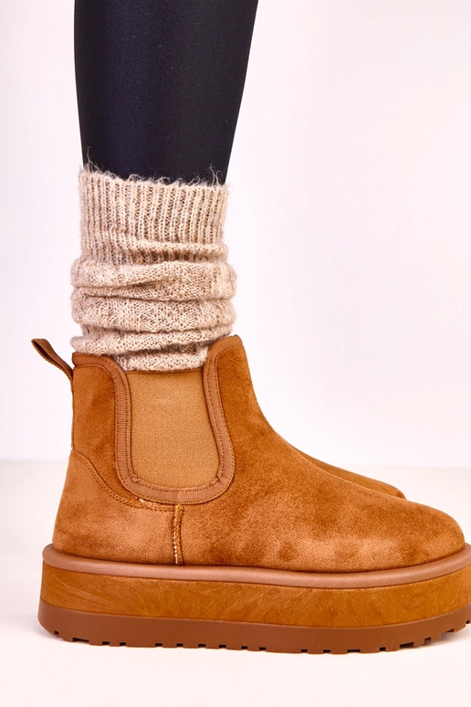 Hnedé nízke snehové topánky s...