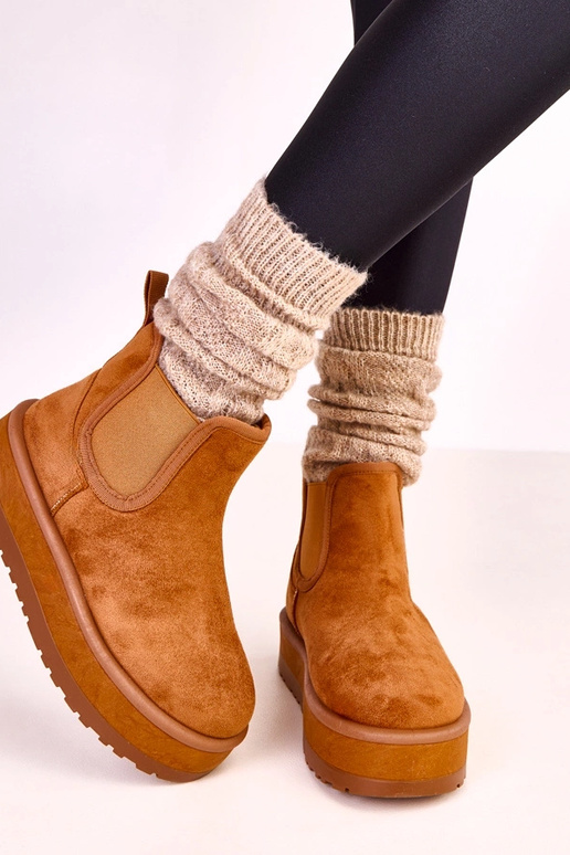 Hnedé nízke snehové topánky s...