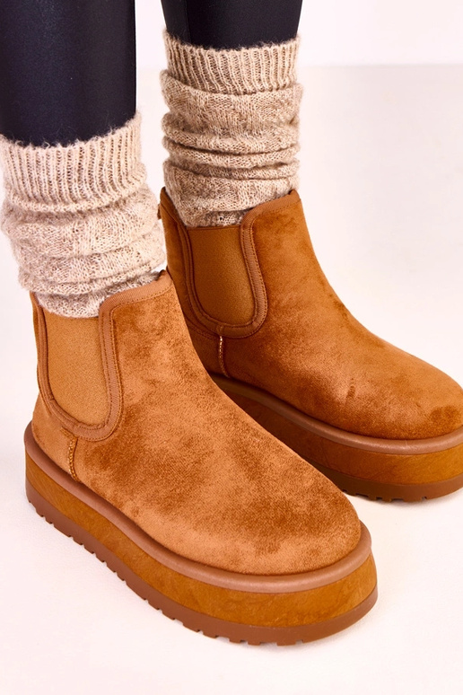 Hnedé nízke snehové topánky s...