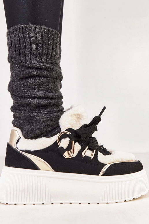 Čierne zateplené tenisky na platforme...