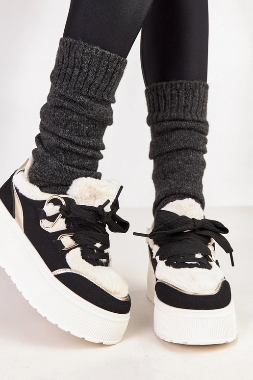 Čierne zateplené tenisky na platforme...