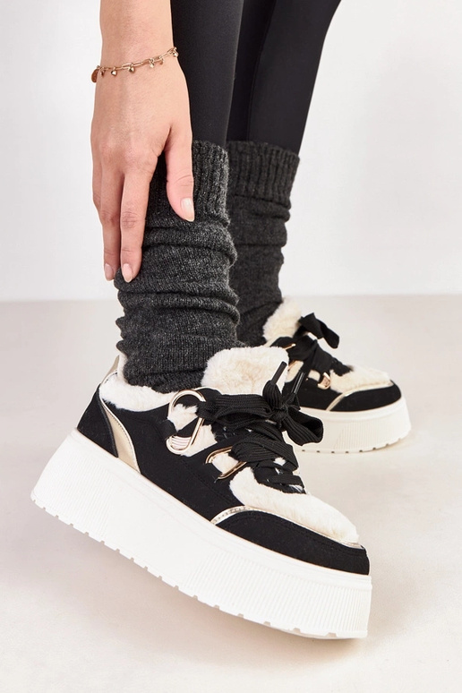 Čierne zateplené tenisky na platforme...