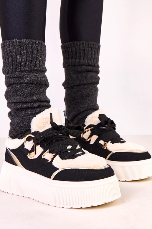 Čierne zateplené tenisky na platforme...