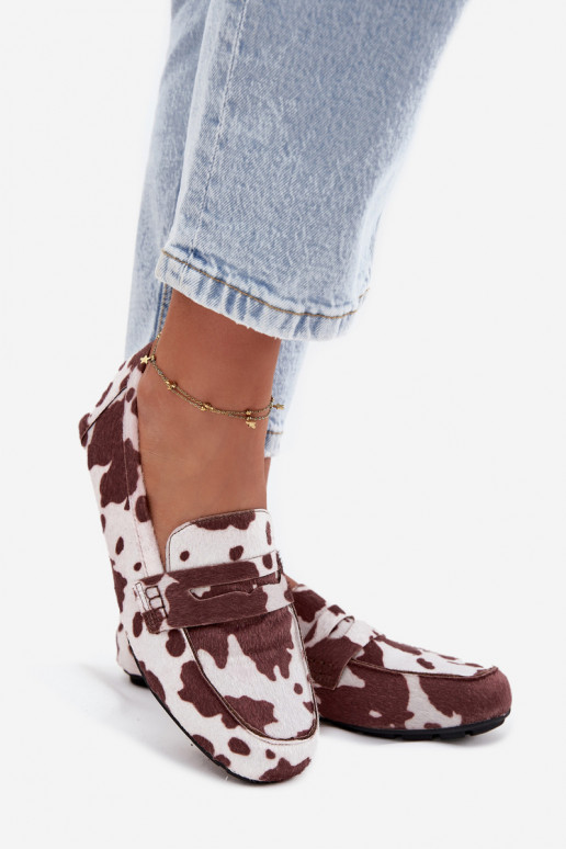 Dámske ploché mokasíny so záplatami v hnedej a bielej farbe "Soreline"