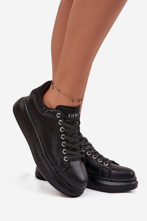 Tenisky model obuvi DámskeZapnutéturalnej Skóry GOE OO2N4004 čierna