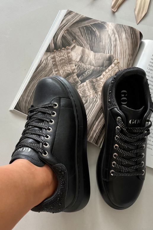 Tenisky model obuvi DámskeZapnutéturalnej Skóry GOE OO2N4004 čierna