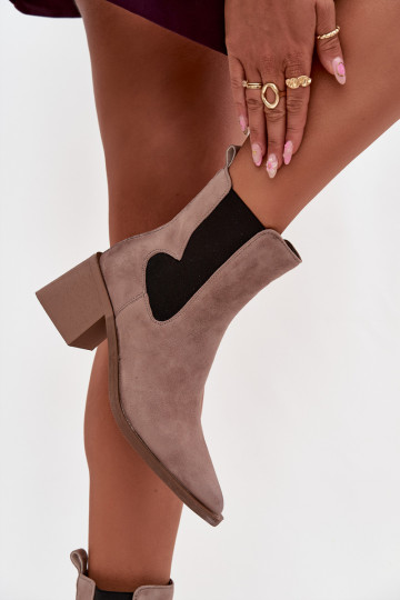 Kožené semišové čižmy so zateplením vo vnútri Artiker 57C0045 pieskovej farby