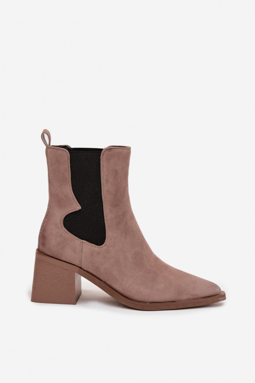 Kožené semišové čižmy so zateplením vo vnútri Artiker 57C0045 pieskovej farby