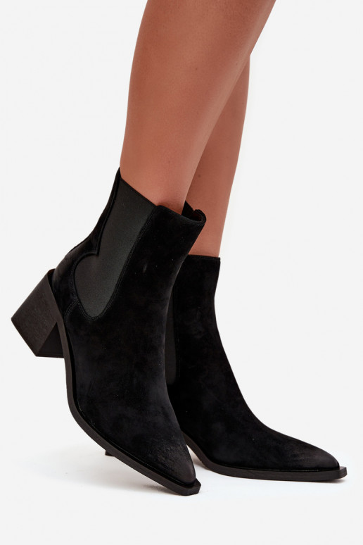 Kožené semišové čižmy so zateplením vo vnútri Artiker 57C0049 čiernej farby