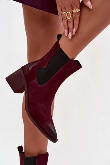 Kožené semišové čižmy so zateplením vo vnútri Artiker 57C0048 bordovej farby 2