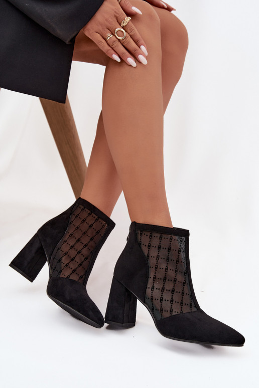Dámske čižmičky s sieťovinou D&A LZ52-944 čiernej farby